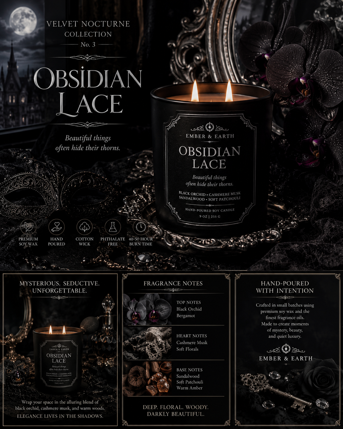 Velvet Nocturne Collection No. 3 Tagline: Beautiful things often hide their thorns.